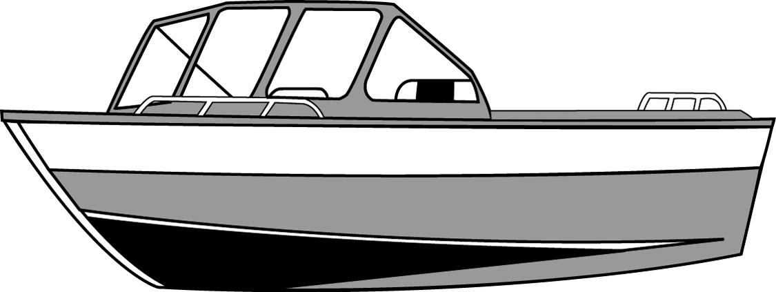 Aluminum Fishing Boat, Forward Windshield side profile