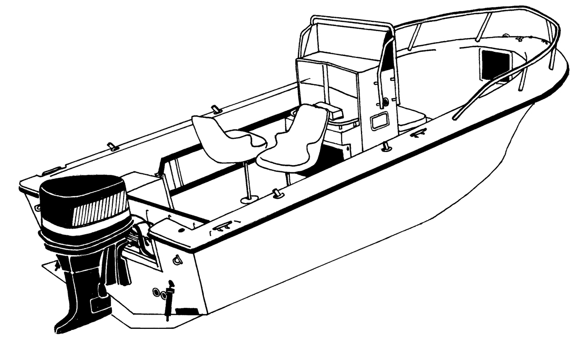 V-Hull Center Console with High Bow Rails side profile
