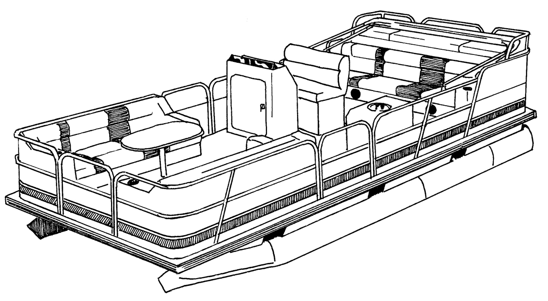 Pontoon with Fully Enclosed Rails side profile