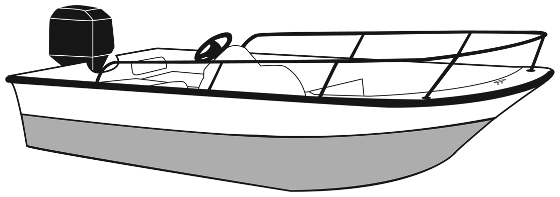 Whaler-Style Boat with Bow and Side Rails side profile