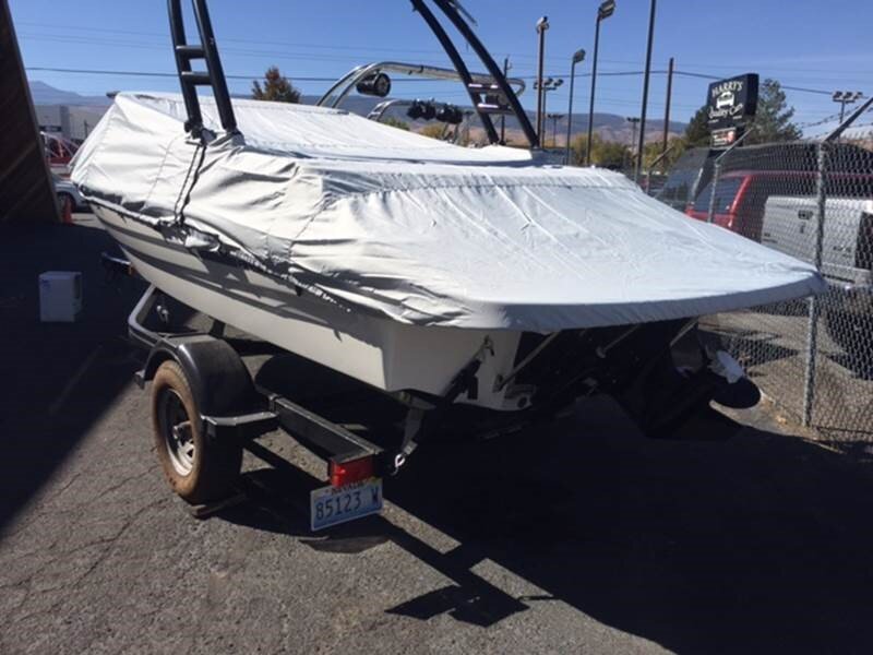 Custom-fit cover installed on Bayliner 185 Bowrider Inboard Outboard