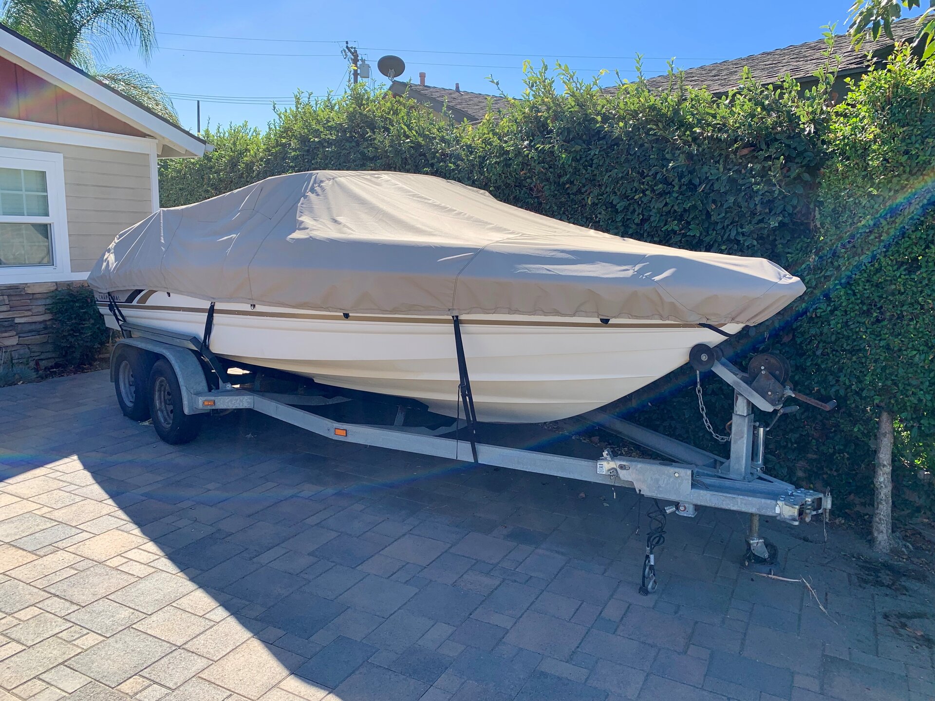 Custom-fit cover installed on Chaparral 2130 SS Inboard Outboard