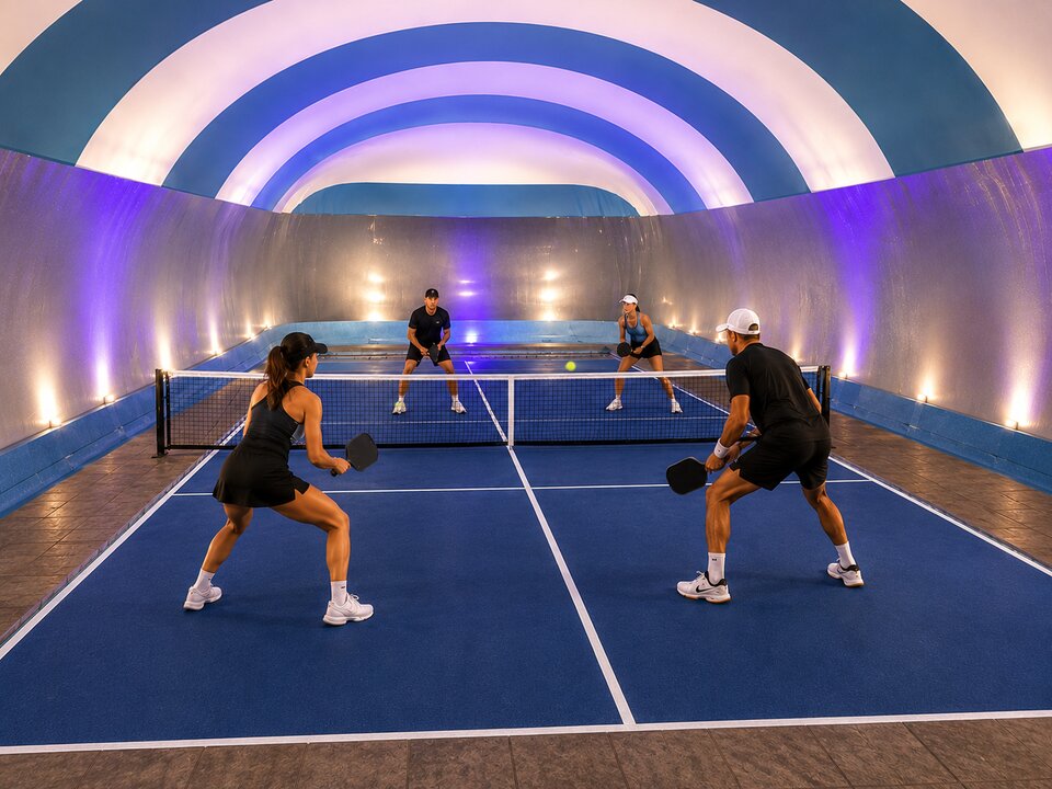 Larger pickleball dome concept for club or recreational courts