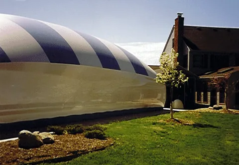 Blue and White Ameri-Dome - House side