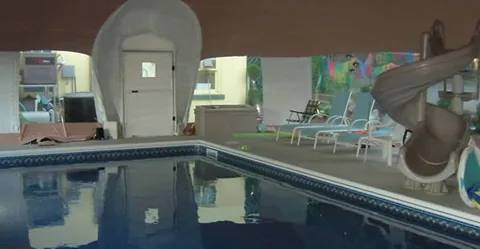 Interior view of a pool slide and Airlock entry