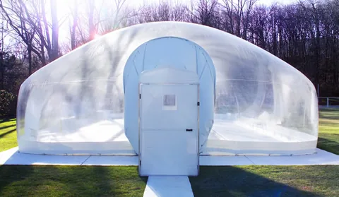 Clear-top swimming pool dome photo 1