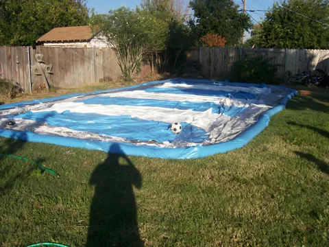 Backyard play dome before inflation