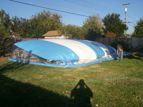 Play dome being inflated