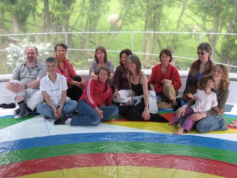 Group inside a play dome in the United Kingdom