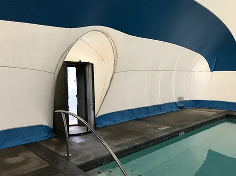 Blue and White Stripe Dome Interior View of Exit