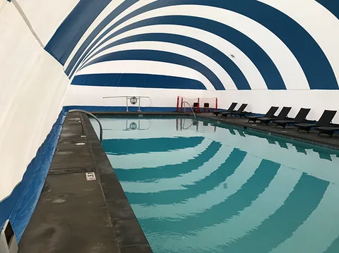 Blue and White Stripe Dome Interior Swim