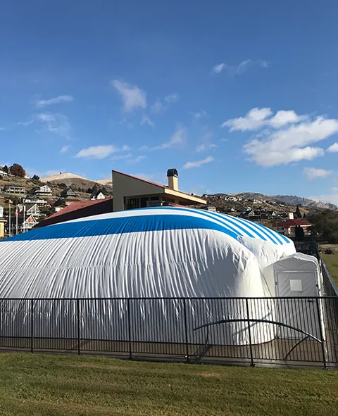 beautiful navy and white striped dome airlock view