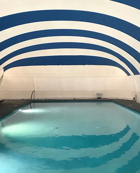 blue and white stripe dome interior