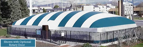 Commercial pool dome with rotary door