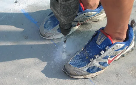 Hammer drill used to drill into concrete