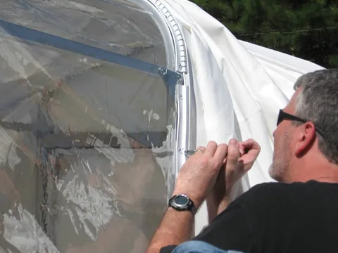 The dome shroud is attached to the airlock