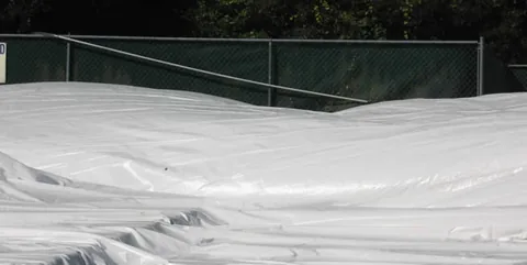 The dome begins to fill with air