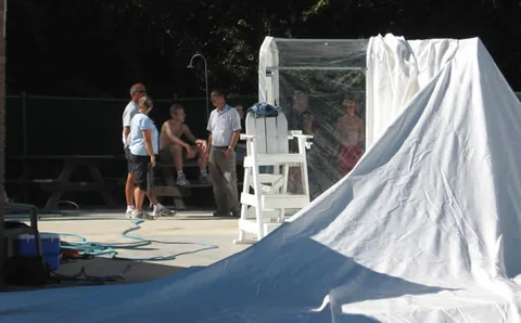 Waiting for the dome to inflate