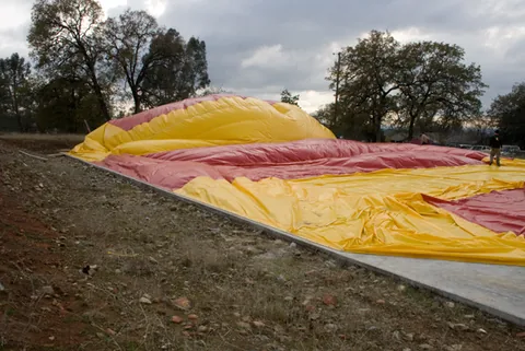 Long view of the partially inflated Sport Dome