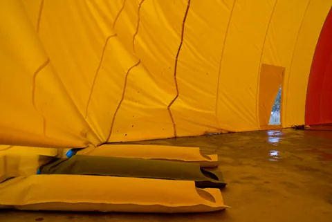 Yellow blower sleeves along the base of the Sport Dome