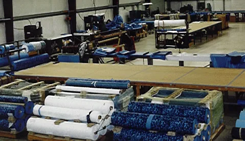 Factory layout floor and work tables