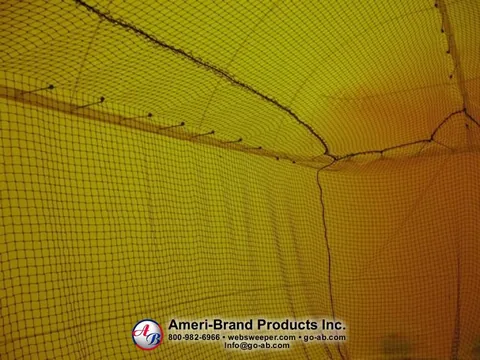 Ceiling and side net attachments inside the pitching dome
