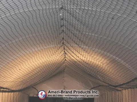 Close view of ceiling netting above the pitching dome impact screen