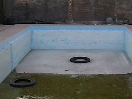 This pool had fallen into disrepair, had leaks and was in need of a liner if anyone ever wanted to swim in it again.