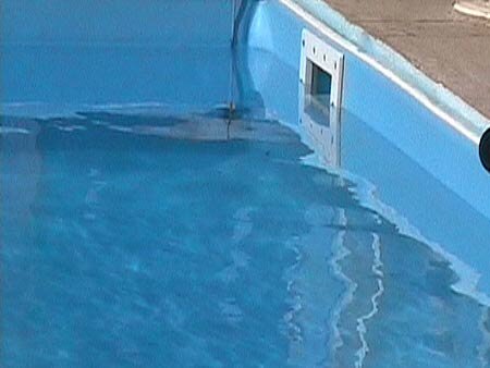 The skimmer is cut into the liner as well to keep the pool clean.