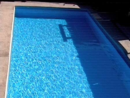 When filled with water this pool is once again usable thanks to a new retro-fitted liner.