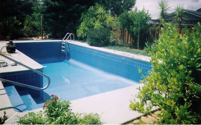 L shaped pool ready for water