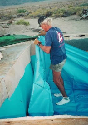 Installing a custom liner in a pool from tires