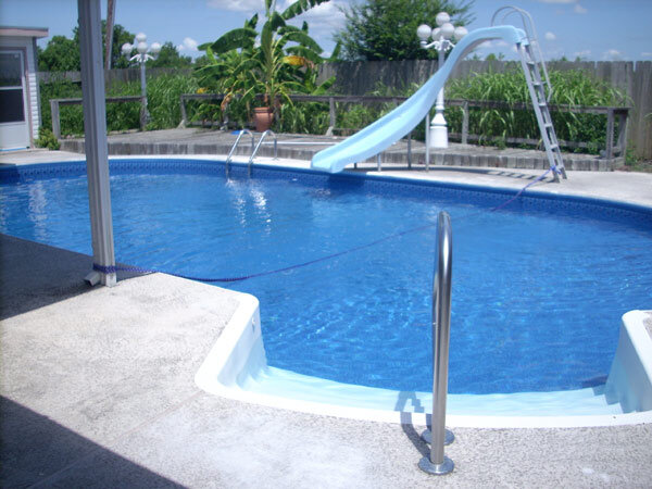 New inground pool liner from shallow end.