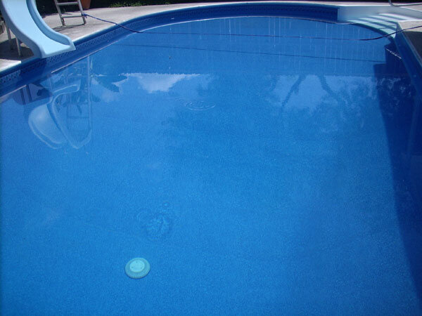 Deep end view of the swimming pool liner.