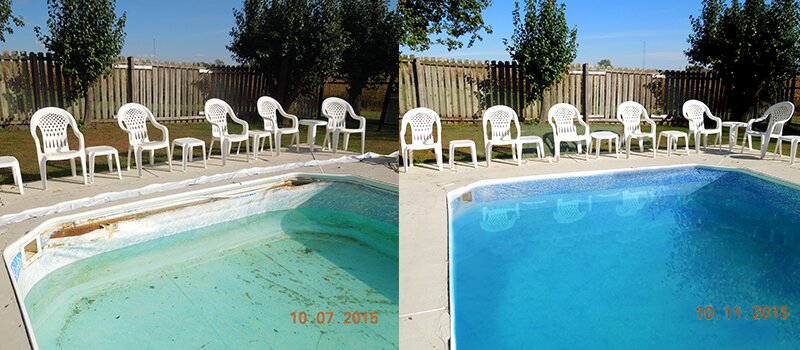 Before and after Ameri-Shield liner repair photo set three