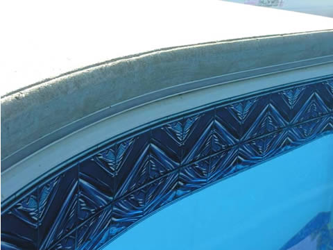 Close up of pool liner track