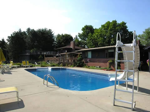 Swimming pool slide and brand new liner