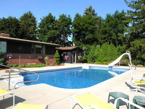 New swimming pool liner and slide