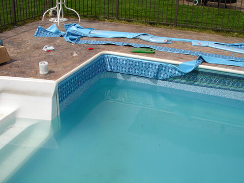 Ameri-Shield waterline repair on an inground vinyl pool liner