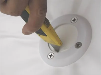 Cutting the liner inside the fitted faceplate