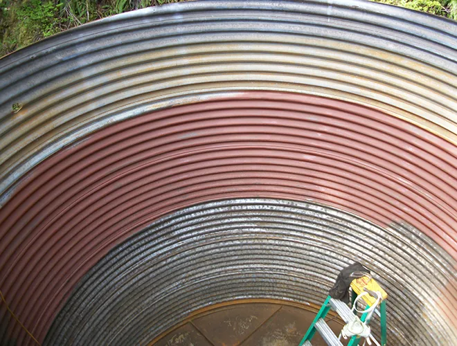 Corrugated metal wall before padding