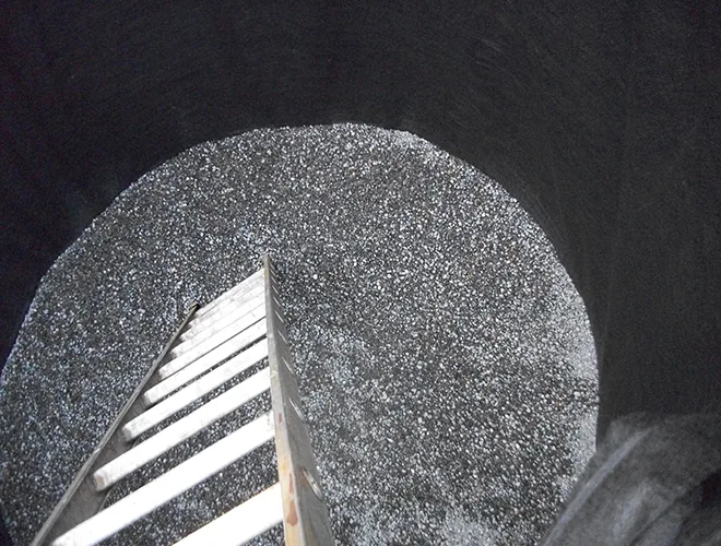 Padded tank interior viewed from above
